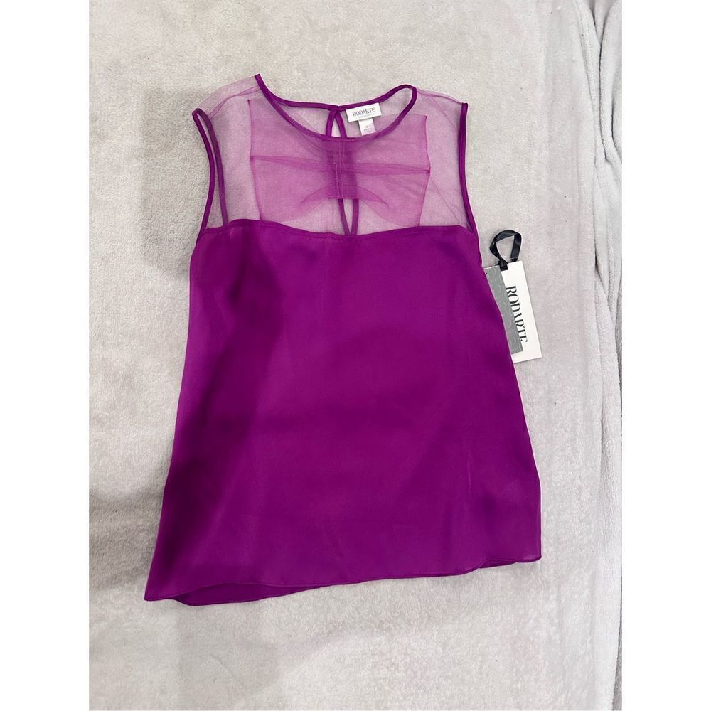 Rodarte blouse women’s purple pink fuscia with bow size M new with tags
